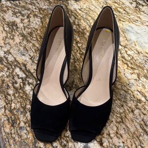 Nine West Black Mesh Peep-Toe Heels